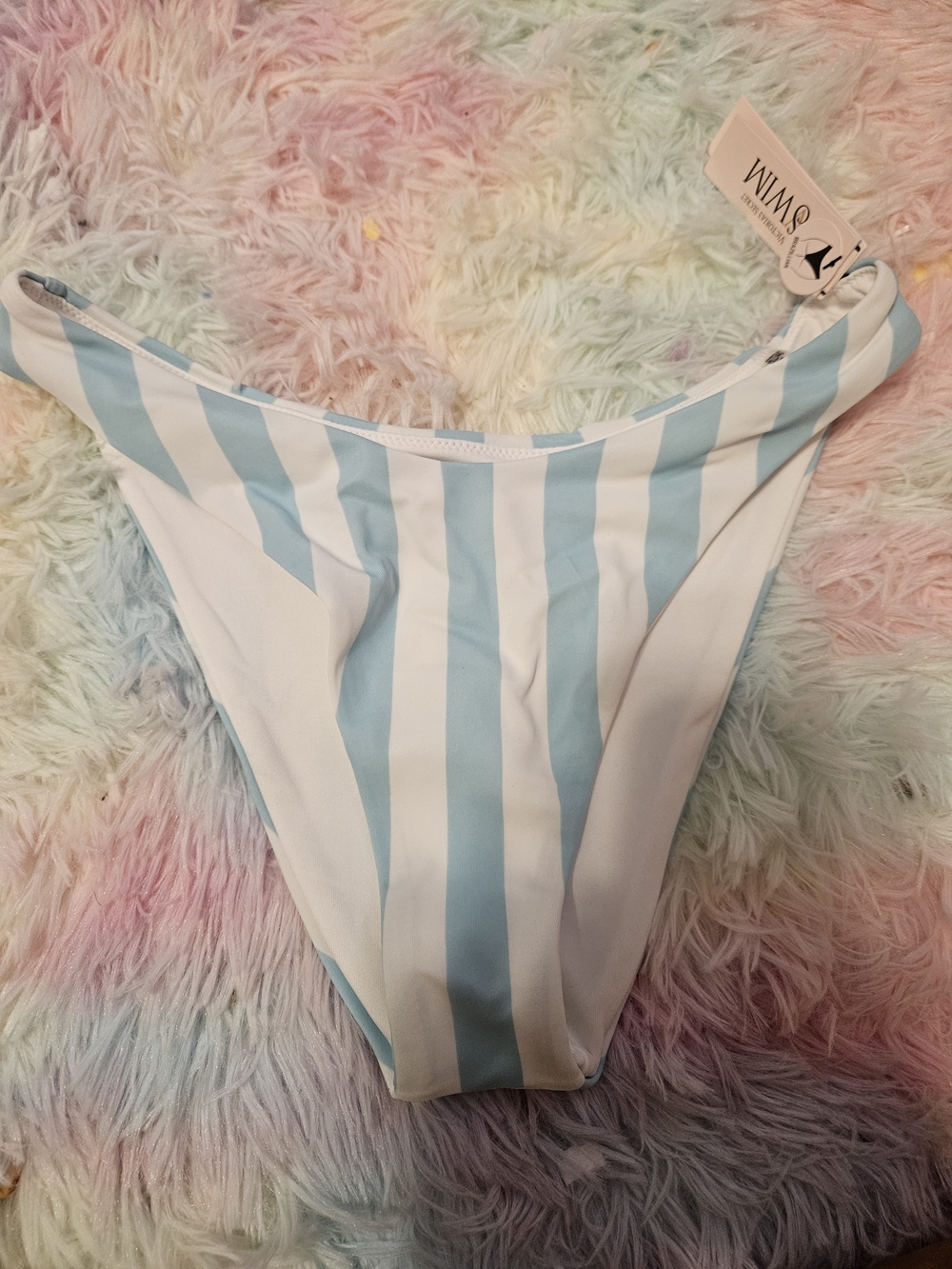 Victoria's Secret Blue and White Striped Bikini Bottom